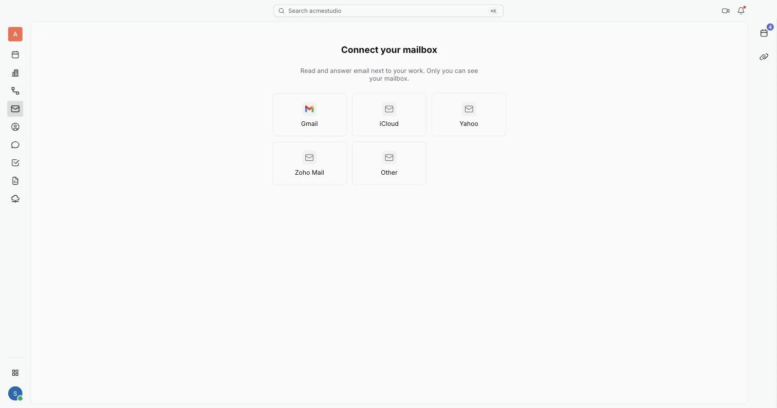 The Connect your mailbox screen with provider tiles