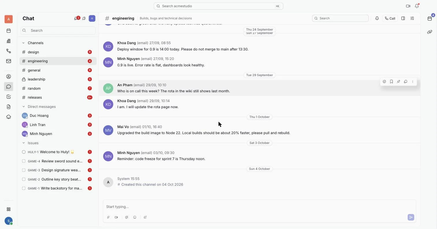 Channels and direct messages
